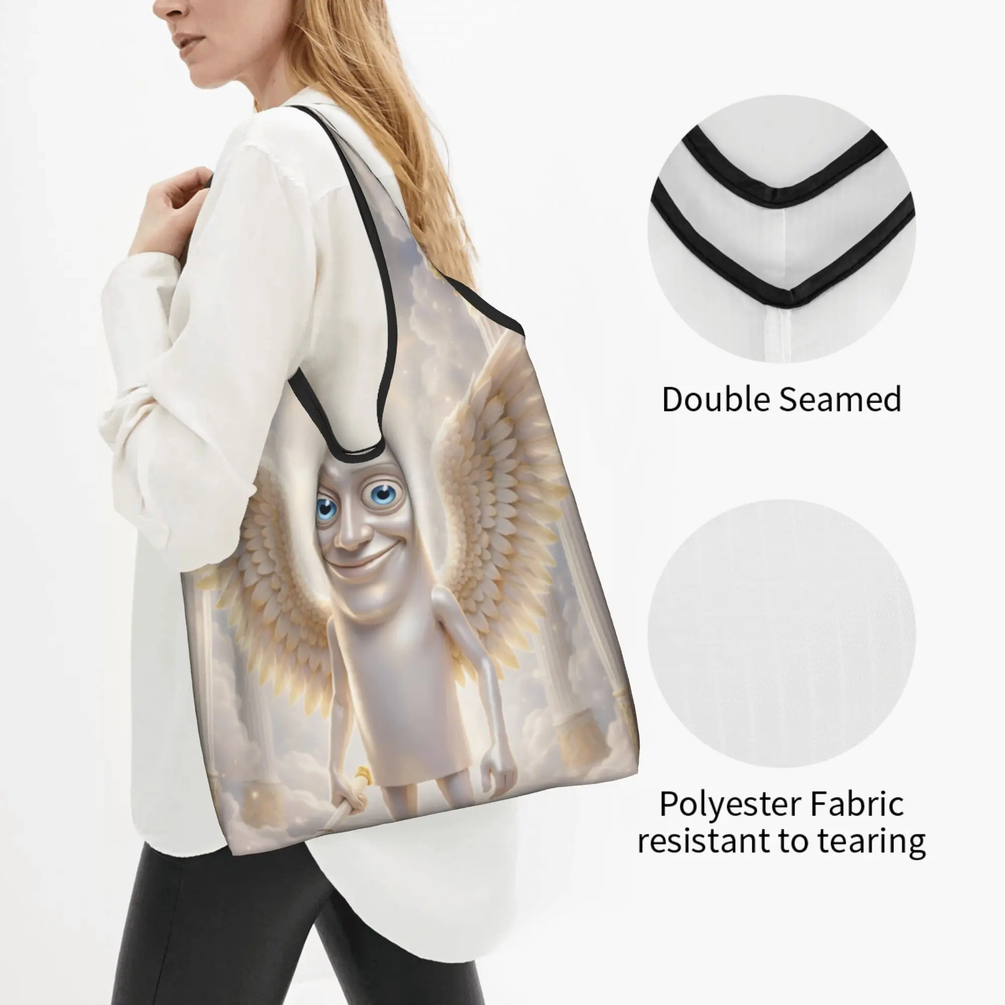 Recycling Italian Brainrot Hot Shopping Bag Women Tote Bag Portable Cartoon Grocery Shopper Bags