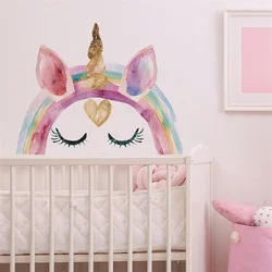 Pink Arch Unicorn Wall Decals for Nursery Children Rooms Self-Adhesive Decorative Stickers Girl Room Nordic Decoration Wallpaper