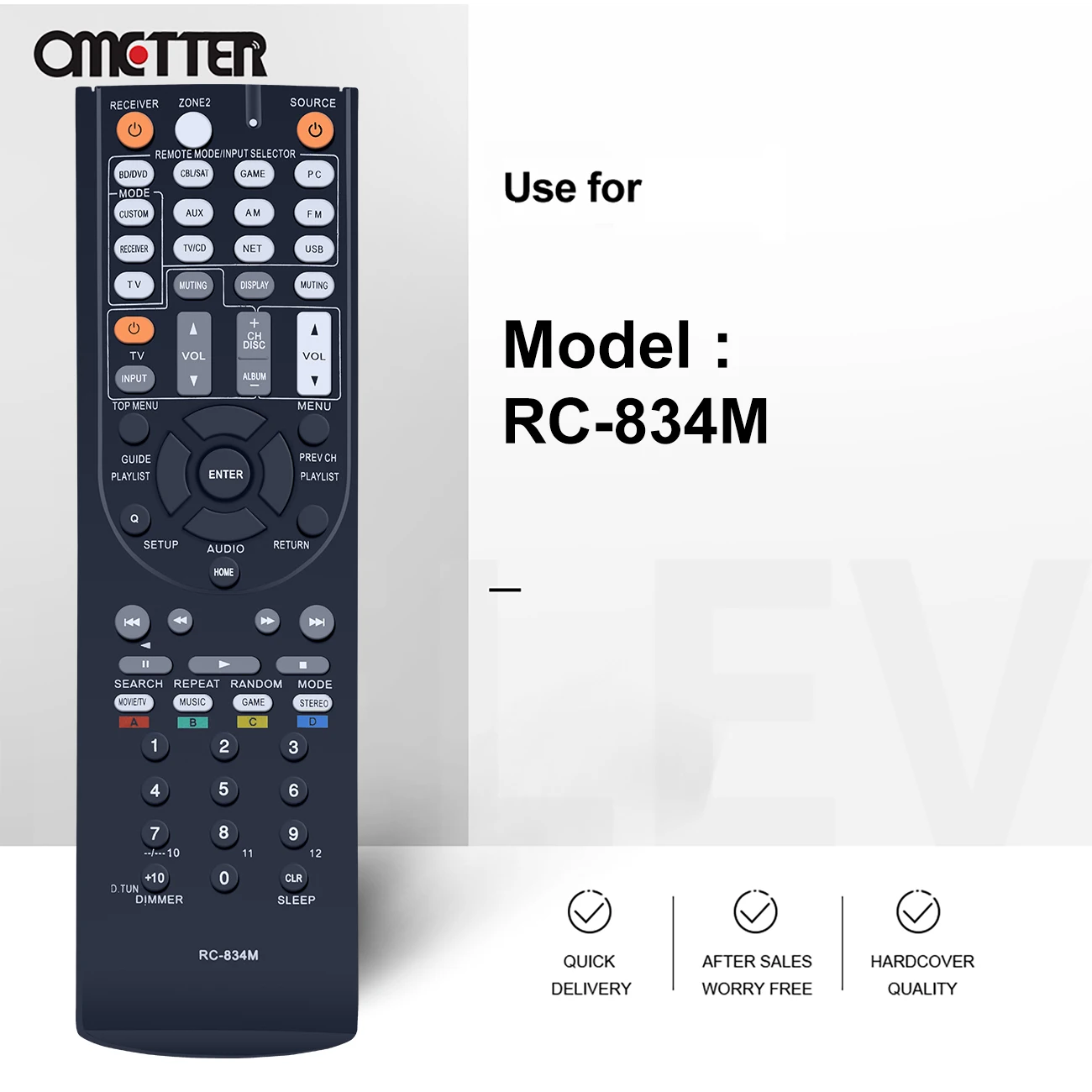 RC-834M التحكم عن بعد صالح لل Onkyo AV استقبال TX-NR515 TX-NR414 HT-RC440 HT-S6500 HT-S7500 HT-R791 HT-RC460 HT-R758 TXNR515