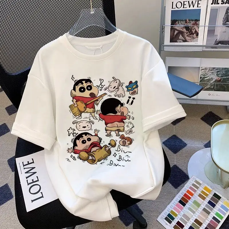 

Anime Crayon Shin-chan Women Cotton T-Shirt Summer Short Sleeve Fashion Top Cartoon Printed T Shirt Fashion Women Tee Tops