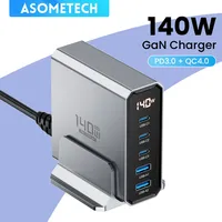 140W GaN USB C Fast Charger Type C Power Adapter PD3.0 QC 4.0 3.0 PPS LCD Charger Station For iPhone 14 Macbook Samsung Xiaomi