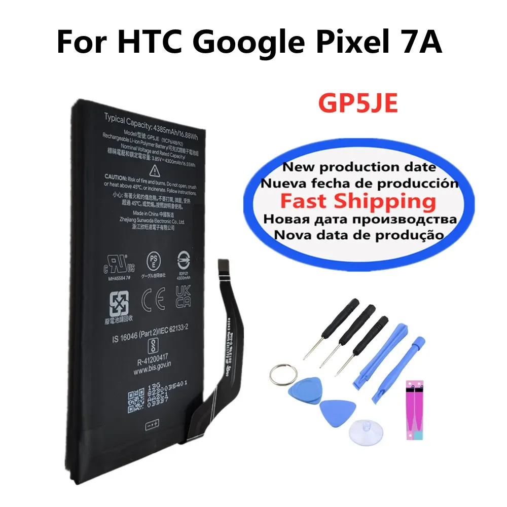 Baterai telepon GP5JE 4385mAh baru untuk HTC Google Pixel 7A 5G baterai pengganti tersedia + alat