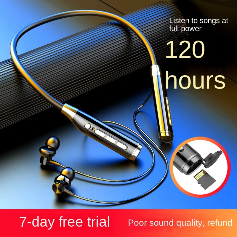 Bluetooth Headset Neck-Mounted Wireless In-Ear Sports Large Power Ultra-Long Life Battery Plug-In Card