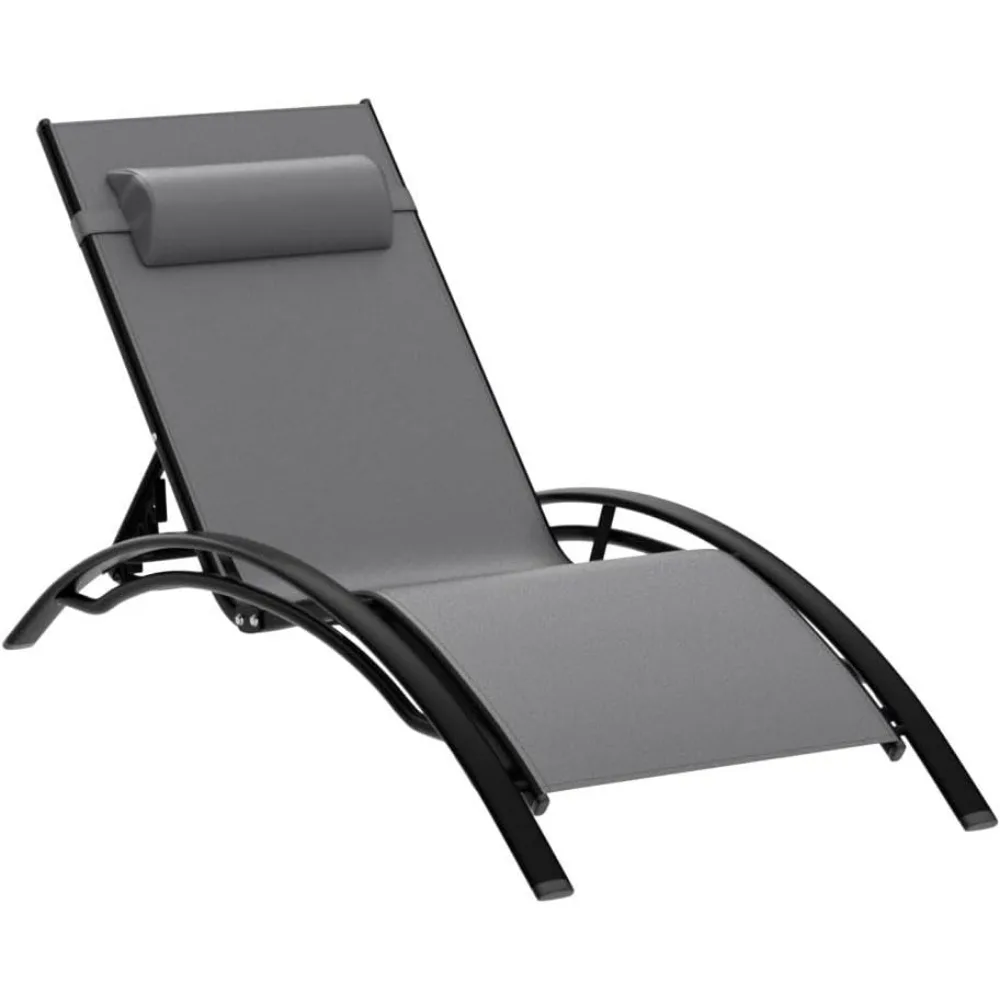 Oversized Patio Chaise Lounge Set with Side Table, Adjustable Recliner Chairs for Poolside, Beach & Outdoor
