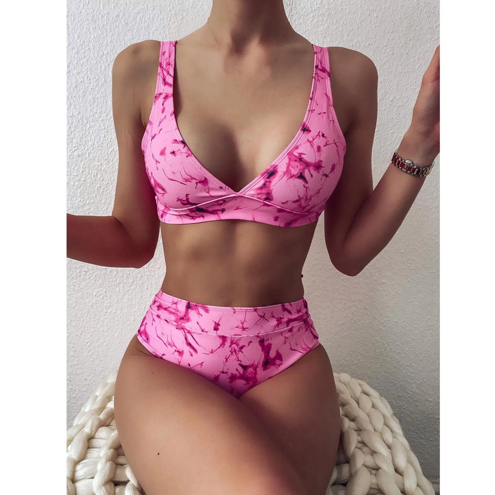 Women Bandeau Bandage Print Bikini 2 Piece Set Push-Up Brazilian Swimwear Beachwear Swimsuit Summer Fashion Sexy Bathing Suit