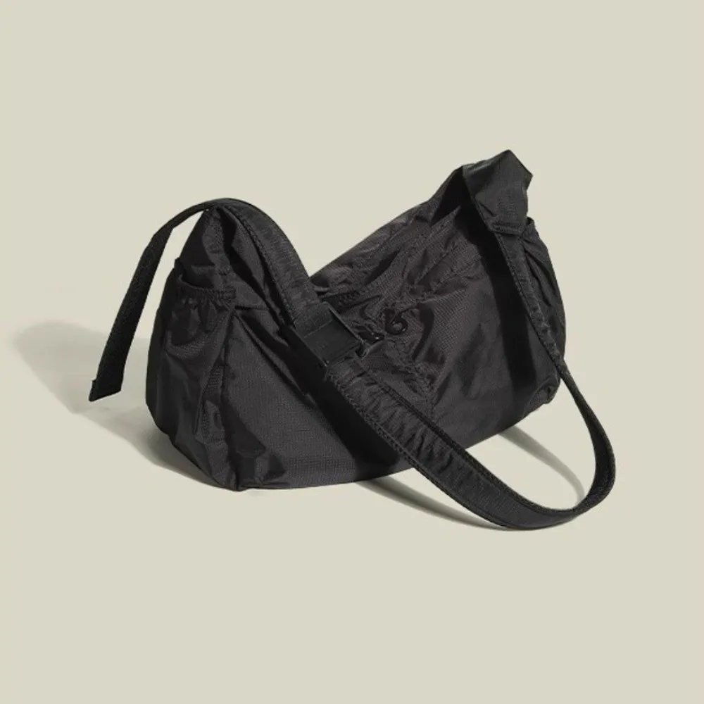 Versatile Portable Crossbody Bag Solid Color Large Capacity Messenger Bag Smooth Oxford Cloth Waterproof Shoulder Bag Unisex