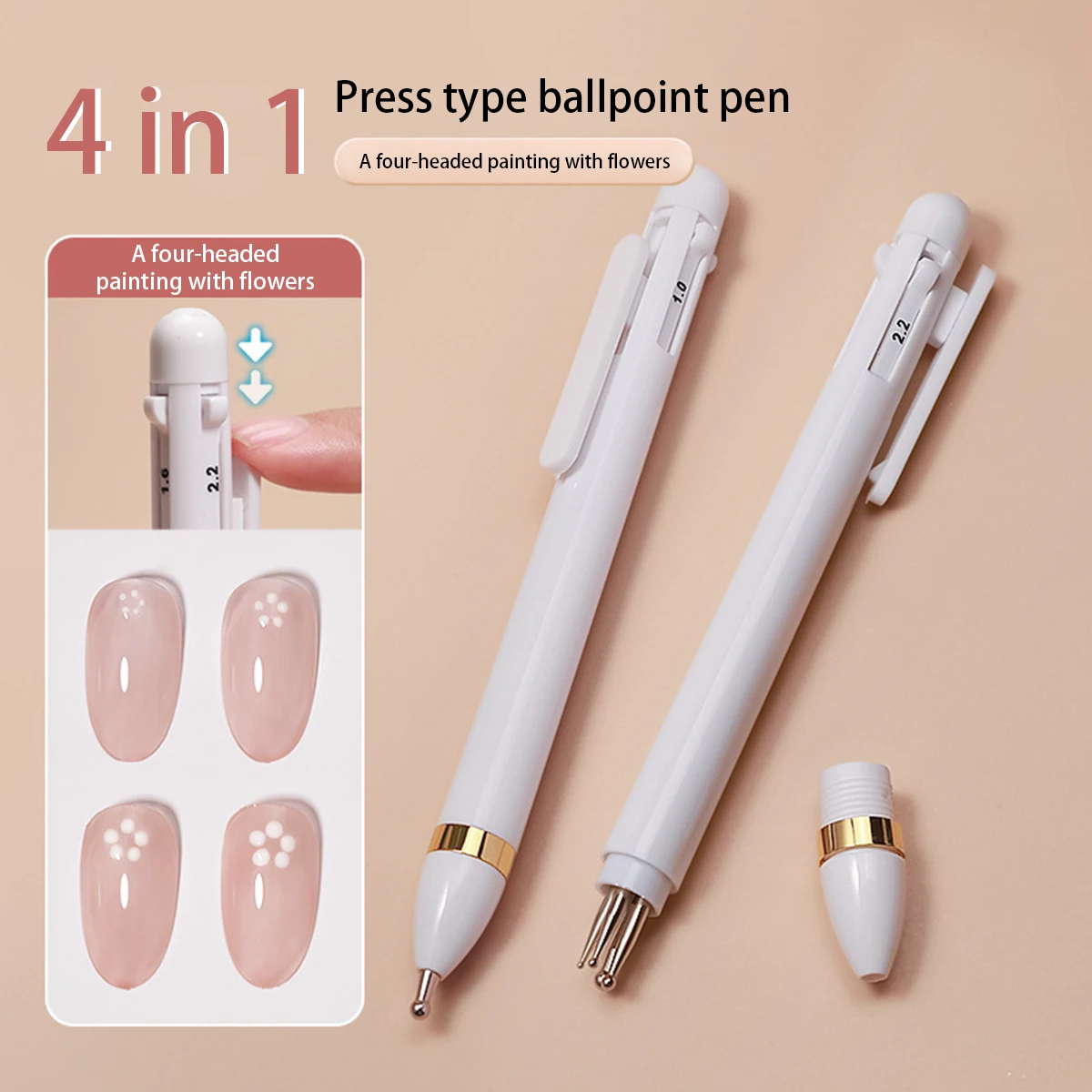 Nail point diamond pen 4-in-1 embellishment rotating nail point diamond pen