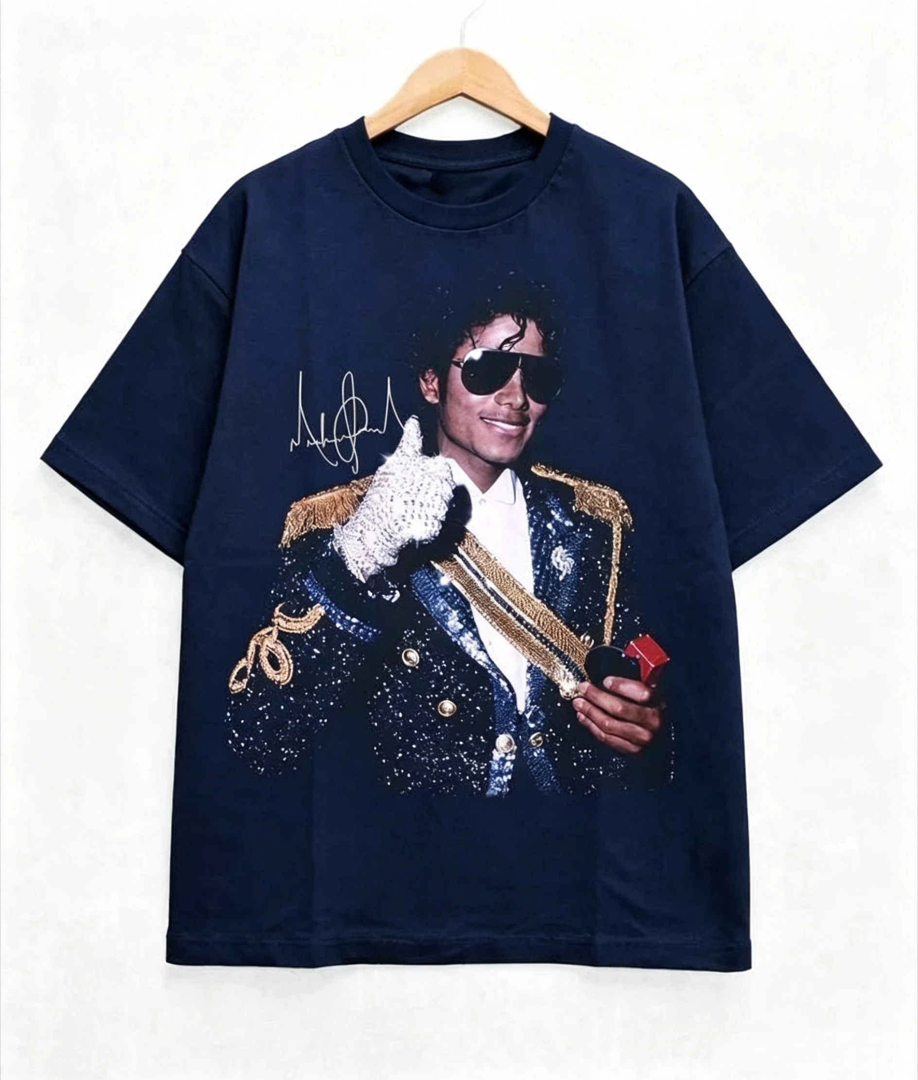 2026 Summer Retro Michael Jackson Pattern Men's Loose Street 100% Cotton Casual Round Neck Short Sleeve Neutral Sports T-shirt