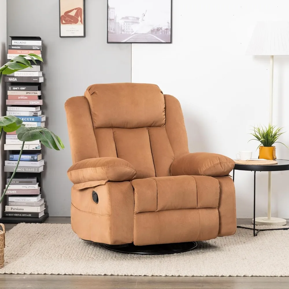 Rocker Recliner Chairs with Massage & Heat,360°Swivel Glider Nursery Manual Overstuffed Reclining Chair for Living Room