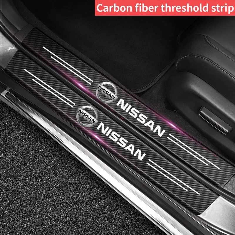 For Nissan Car Logo Door Pedal Guards Sill Anti Scratch Protector X-Trail Qashqai Tiida Teana NV200 NP300 Sentra Altima Versa