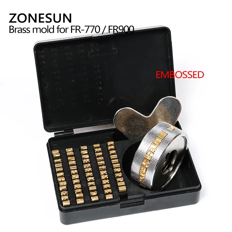 ZONESUN FR900 FR770 مجموعة الأبجدية ذات الختم الحراري مجموعة الأبجدية للضغط الحراري ماكينة ترميز التاريخ أرقام الحروف رقم النحاس