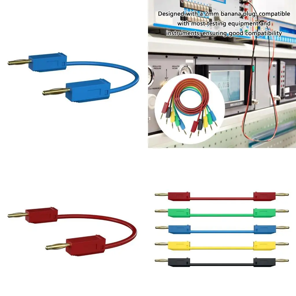 

652F Multicolor 2mm Banana plugs Test Leads Gold plate connector for Electronics Use