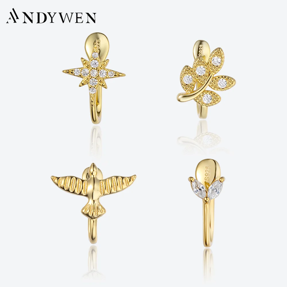 Andywen 925 Sterling Silber Einzel ohr manschetten keine durchdringen den Ohr manschetten clips Frauen pendiente 2023 Frauen Hochzeit edlen Schmuck