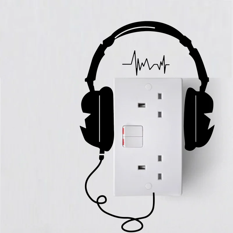 MUSIC IS MY LIFE Headphones Wall/Switch Sticker Vinyl Living Room For Home Decoration Art Decals Removable Switch Stickers #101