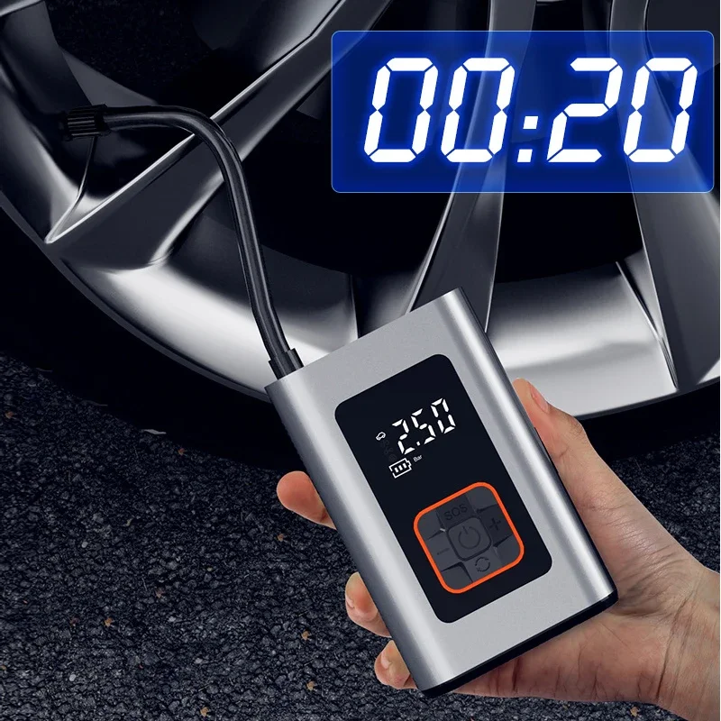 EAFC Mini Electric Tire Inflator Wireless Rechargeable Inflate Pump Car Tire Inflation Air Pump with LED Screen Display Pump