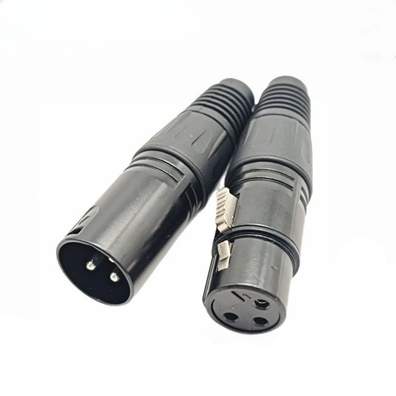 

1PCS XLR 3-Pin Male/Female Audio Connector, Professional Cannon MIC Cable Plug Durable Black Metal Housing, Gold-Plated Contacts