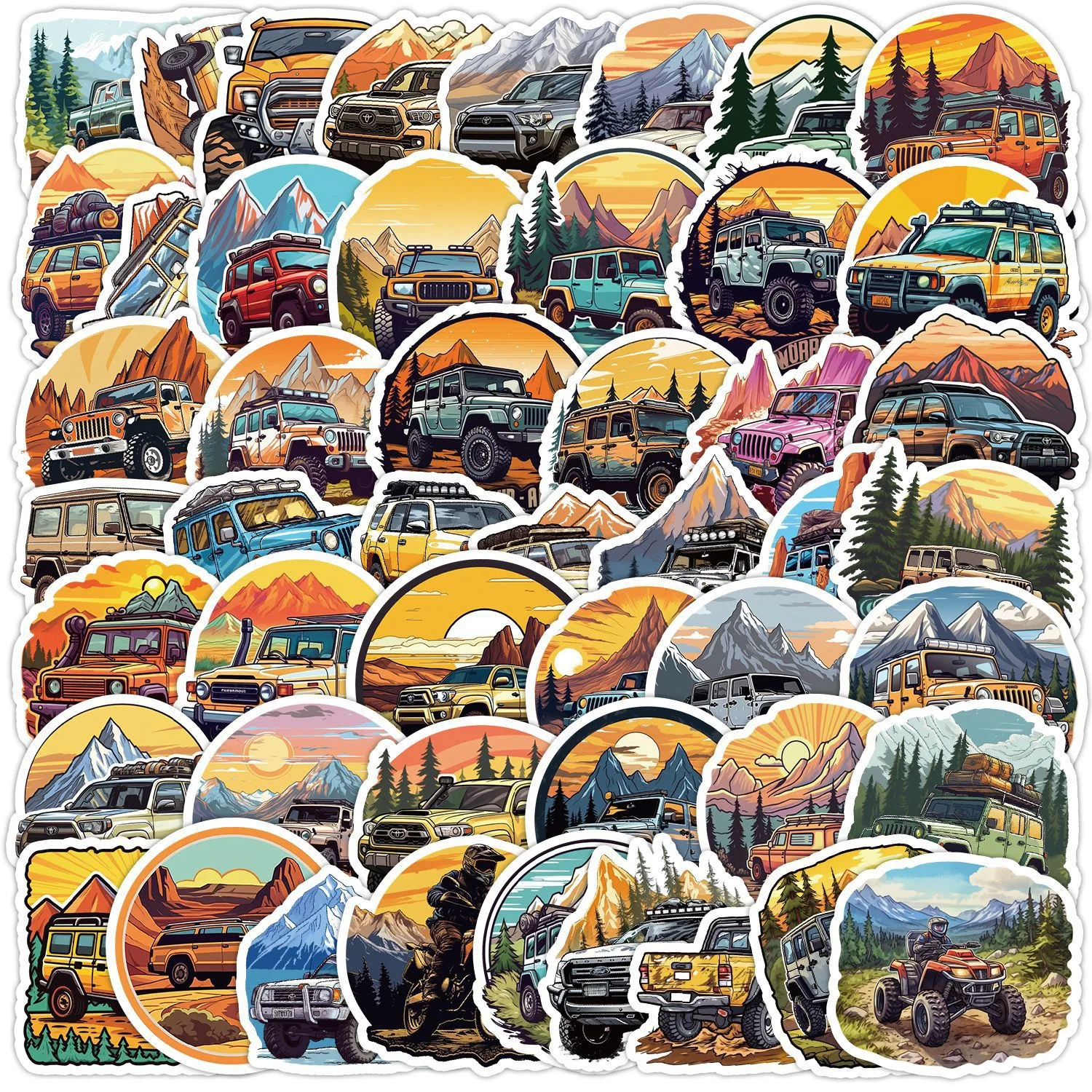 10/50PCS Cool Mountain ORV Off-Road Vehicle Car Stickers Laptop Skateboard Bike Phone Luggage Guitar Helmet Waterproof Sticker