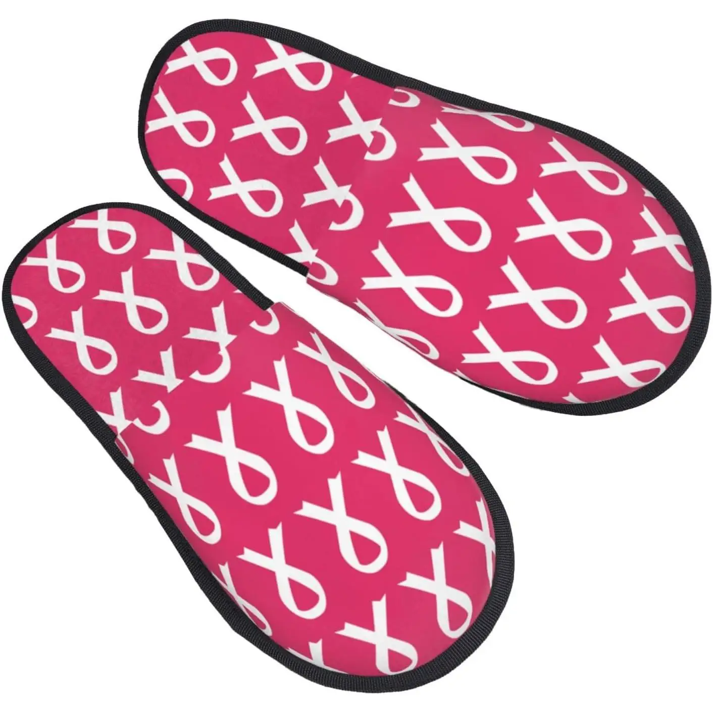 

Breast Cancer Awareness Pink Ribbon Seamless Pattern Slippers Winter Indoor and Outdoor Slipper Warm Cozy Soft Lightweight House