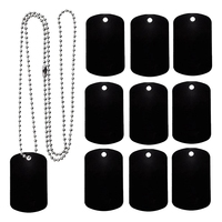 25 Pack Aluminum Blank Dog Tags For Laser-Engraving With 24 Inches Of Stainless Steel Ball Chain Black