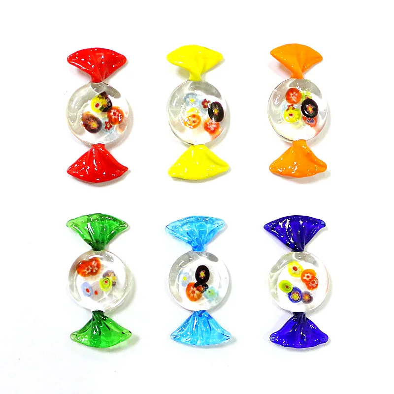 

6pcs Colorful Lovely Murano Glass Sweets Candy Craft Ornament Home Desktop Girl Room Kawaii Decor Party Birthday Christmas Gifts