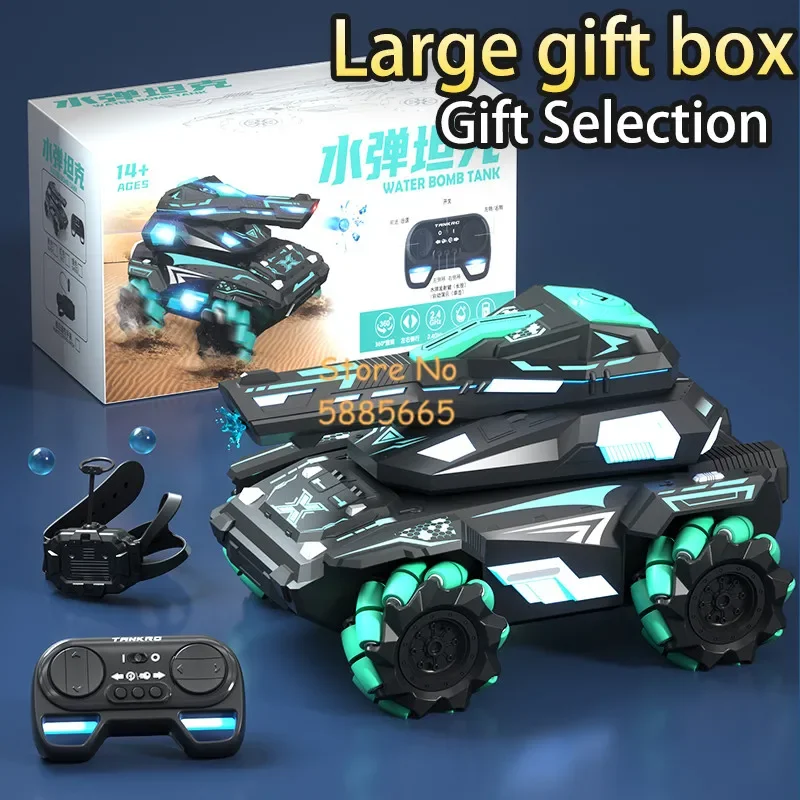 Meninos relógio de batalha ao ar livre detecção duplo controle rc carro 2.4g lançamento bala 360 rotação dublê controle remoto deriva dublê tanque carro