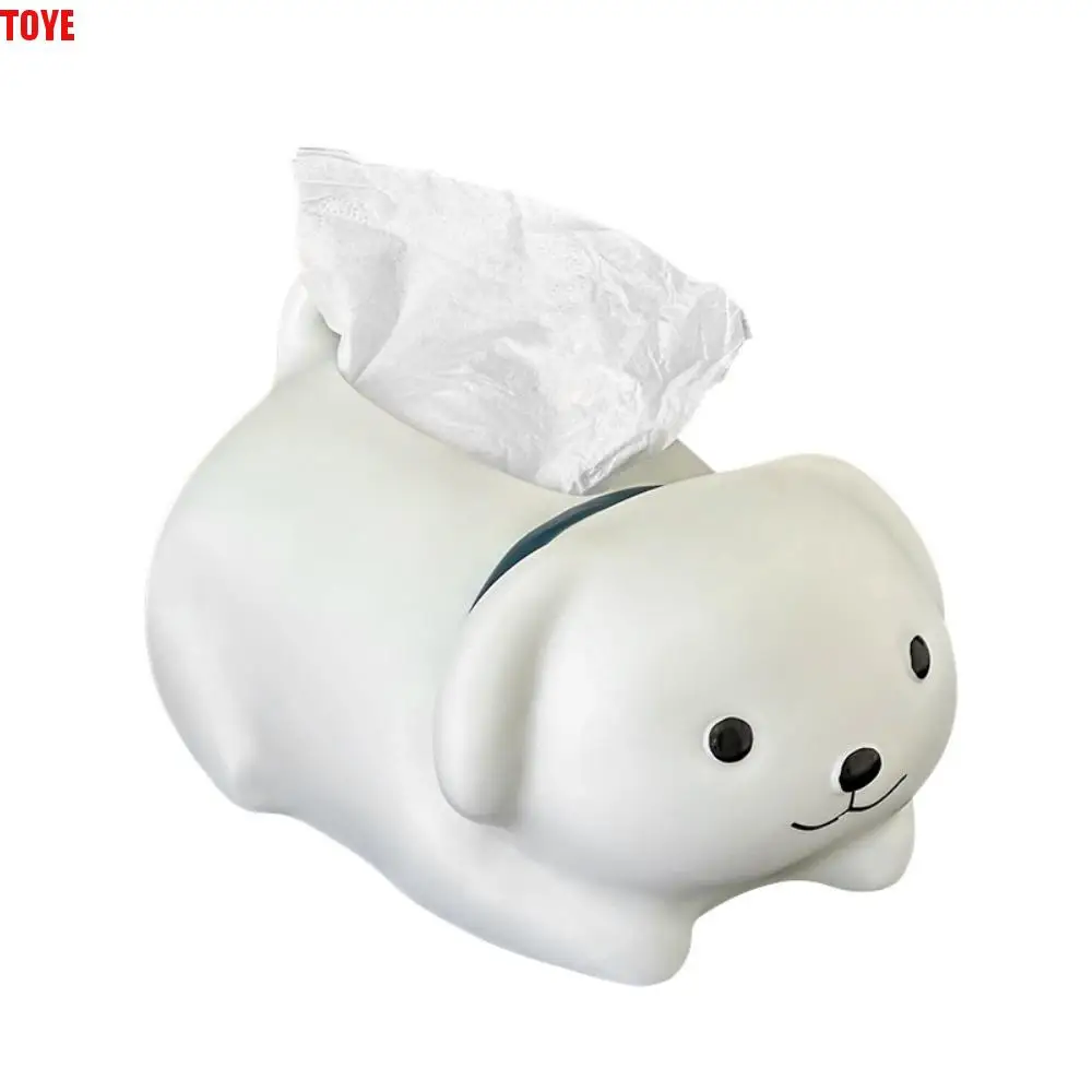 

Anti Drop White Dog Tissue Box Ornament Decorative Figure Model Little Dog Tissue Storage Box Cute Collectible