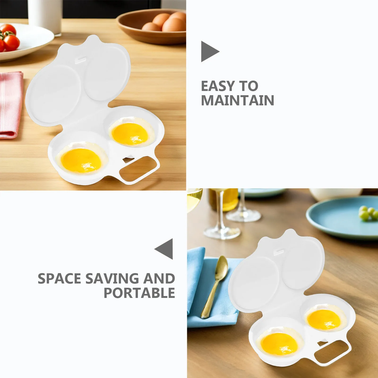 3Pcs Microwave Egg Poacher Egg Cooking Tray for Poached Steamed Saving Effortless Daily Use Reusable Convenient