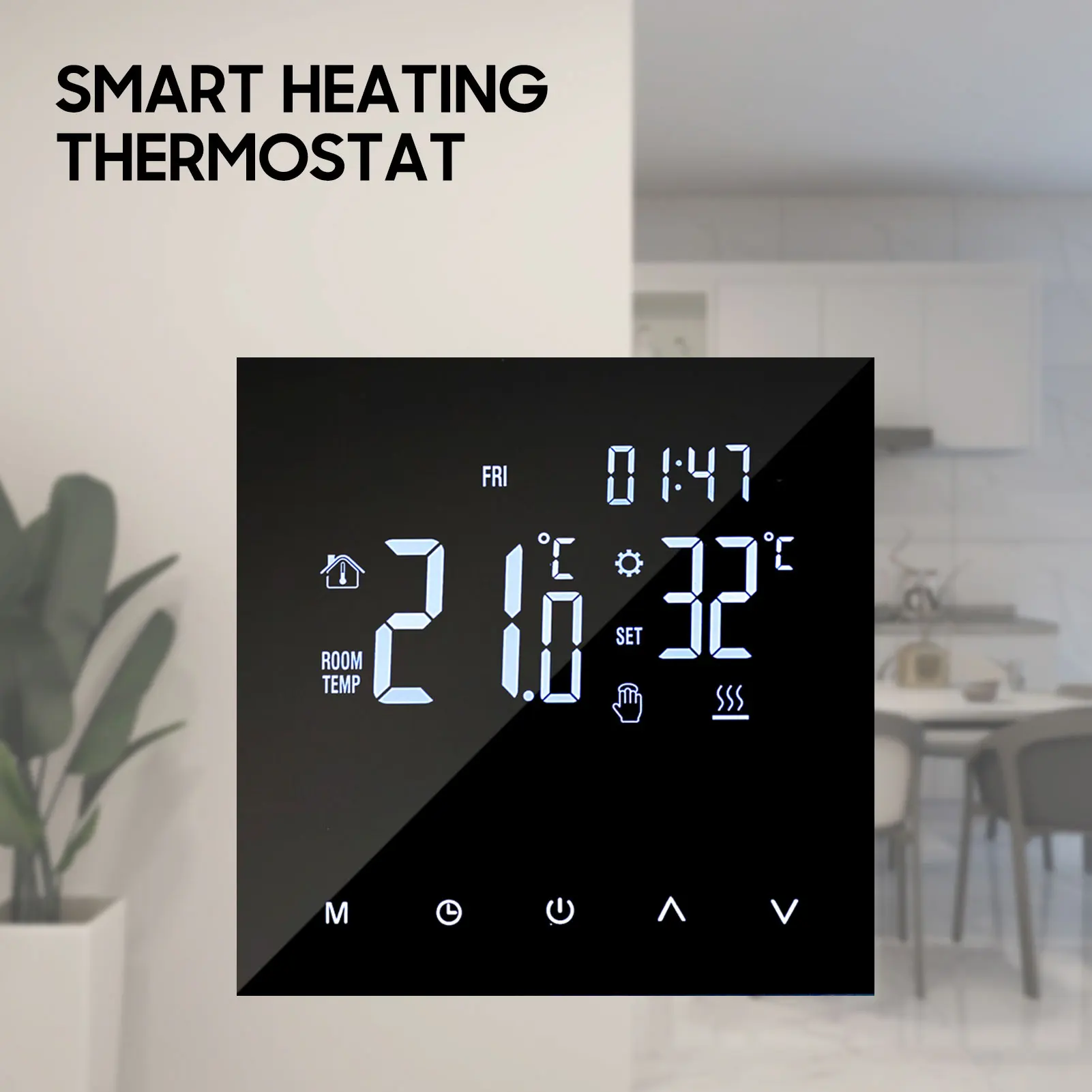 Termostato per riscaldamento intelligente Regolatore di temperatura digitale Touchscreen Display LCD Termostato per riscaldamento a pavimento