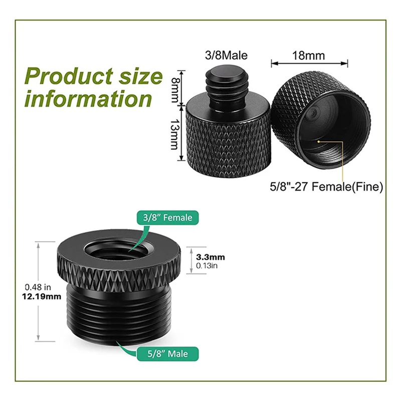 16 pçs conjunto de adaptador de rosca de microfone 5/8 fêmea para 3/8 macho e 3/8 fêmea para 5/8 macho rosca adaptador de parafuso para micr suporte Mount-VVNB