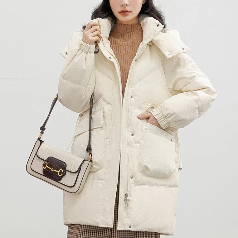 

Новая женская хлопковая куртка средней длины на пуху, корейское свободное хлопковое пальто с капюшоном, зимние утепленные теплые шикарные парки, не требующая стирки, верхняя одежда для хлеба