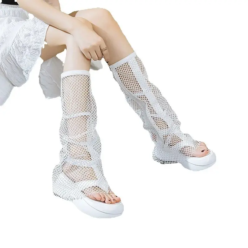 

Новые летние женские ботинки на толстой подошве с дышащей сеткой и полой дышащей сеткой 2025 года.