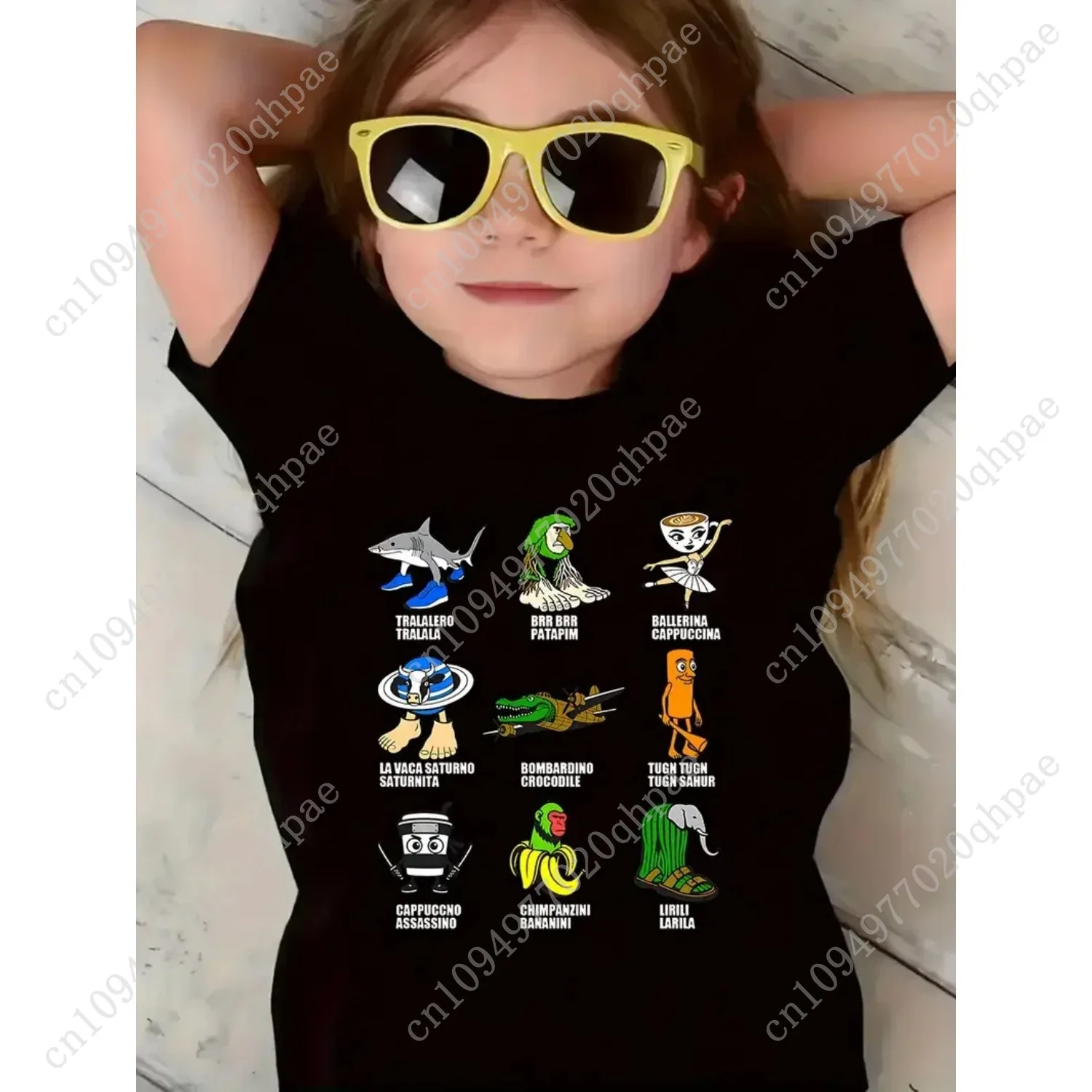 Y2k garçons filles italiano cerveau animaux enfants camiseta tung tung tung sahur manches courtes hauts engraçado meme mignon camiseta