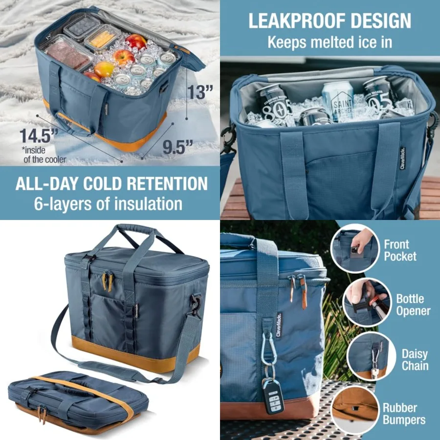 

Pacifica Collapsible Cooler Bag Portable Cooler Bag for Travel, Foldable Insulated Cooler for Beach, Picnic Tailgating, Holds U