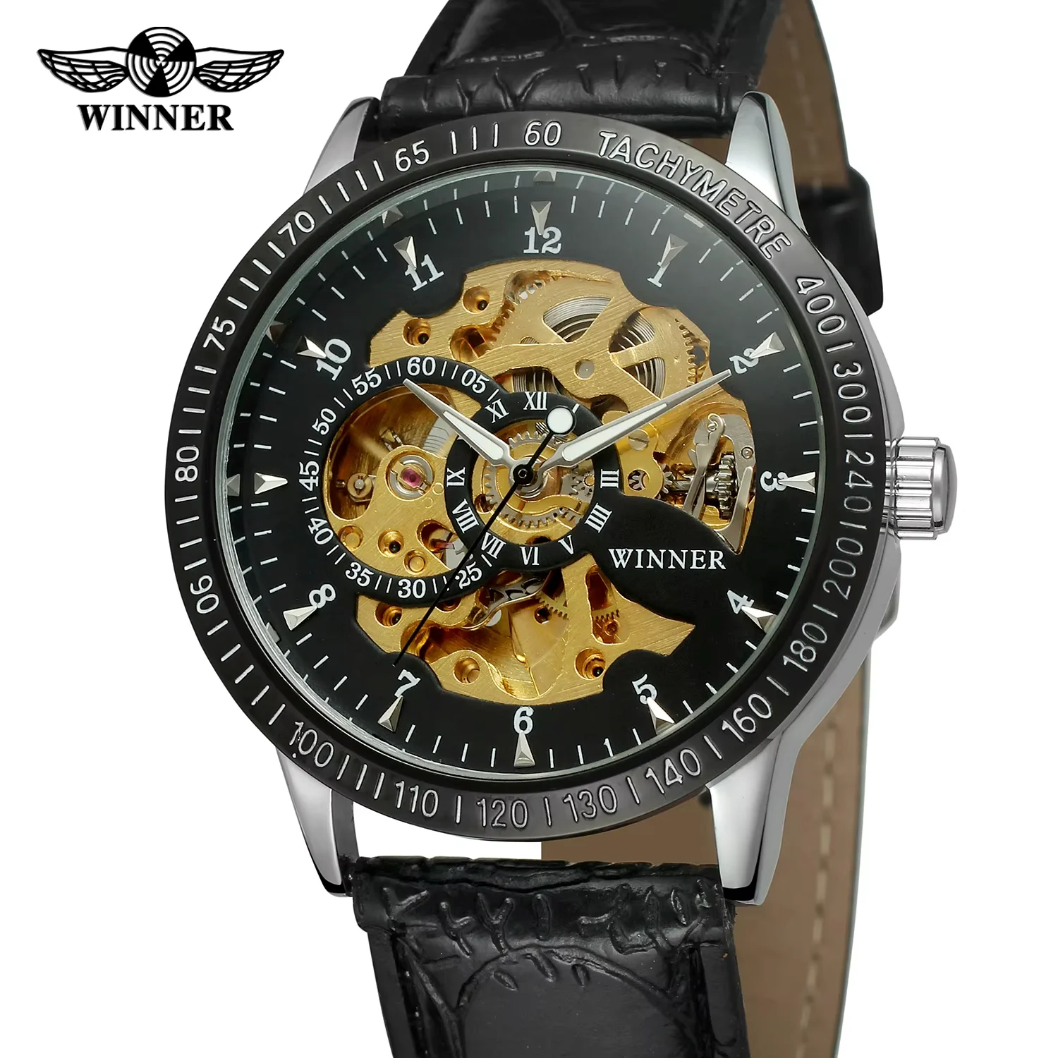 T-winner Mechanical Watch Perforated digital Watch Circular belt Wrist Watch Men's Watch White watch
