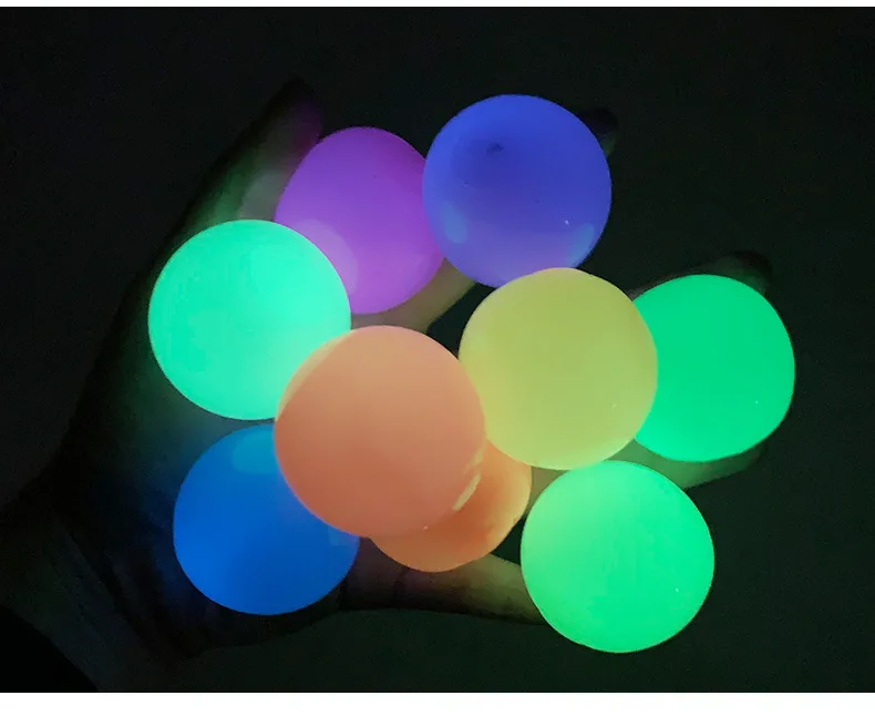 3/6Pcs Sticky Wall Balls Ceiling Balls Stress Relief Luminous Fun Decompression Sticky Ball Anxiety Relief Glowing Ceiling Balls