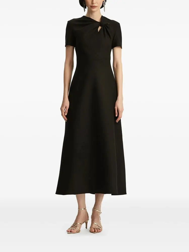 

2025 New Women A-Line Dress V-Neck Short sleeve Solid Dress