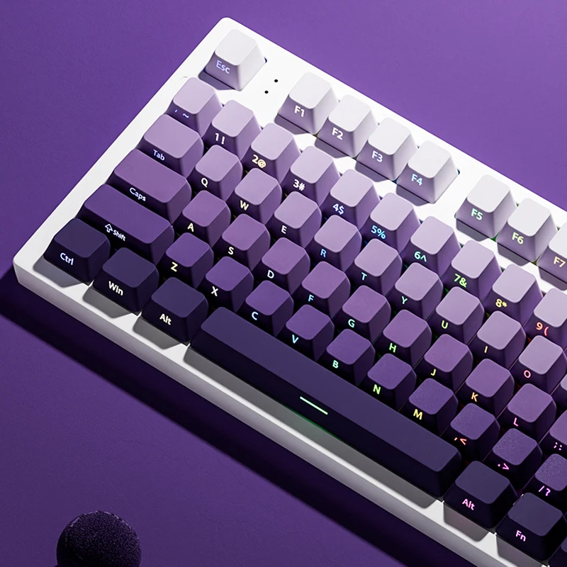 135 Keys Cherry Profile Side Print Shine Through Keycaps Purple Fragrance PBT Double Shot Keycap for MX Switches Gaming Keyboard