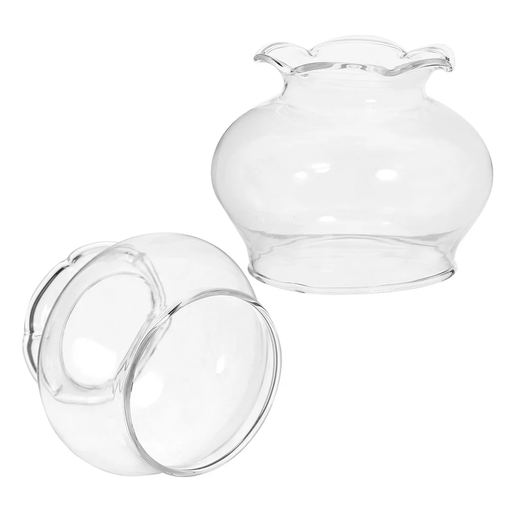 

2Pcs Windproof Oil Lamp Glass Chimney Thickened Lampshade Adjustable Light Outdoor Indoor Porches Garden Living Room Decorative