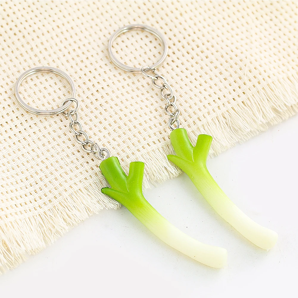 LLavero de simulación de cebolla verde, modelo creativo de comida vegetal, Juguetes Divertidos para niños, llavero de coche, cadena de teléfono, bolso, decoración colgante
