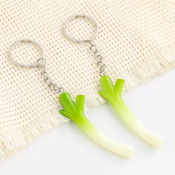 Simulation Green Onion Keychain Creative Vegetable Food Model Fun Children's Toys Car Keyring Phone Chain Bag Pendant Decor