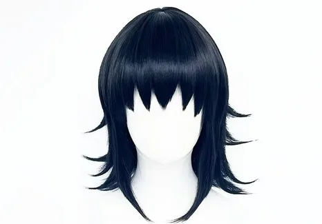 Anime Cosplay Wigs Makomo Role Playing Wigs Halloween Cosplay Tanjirou Zenitsu Black Wig