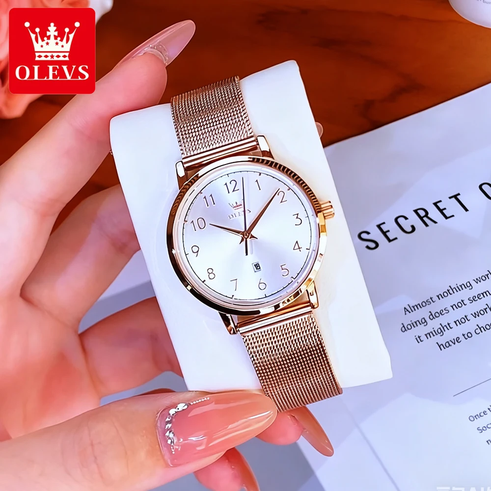 

OLEVS женские часы 5653L, простые трендовые оригинальные кварцевые часы для женщин, сетчатый ремешок из нержавеющей стали, водонепроницаемое модное платье для свиданий