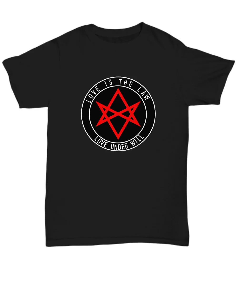 Thelema shirt - Love is the Law Love under Will - OTO Unicursal Hexagram Crowley