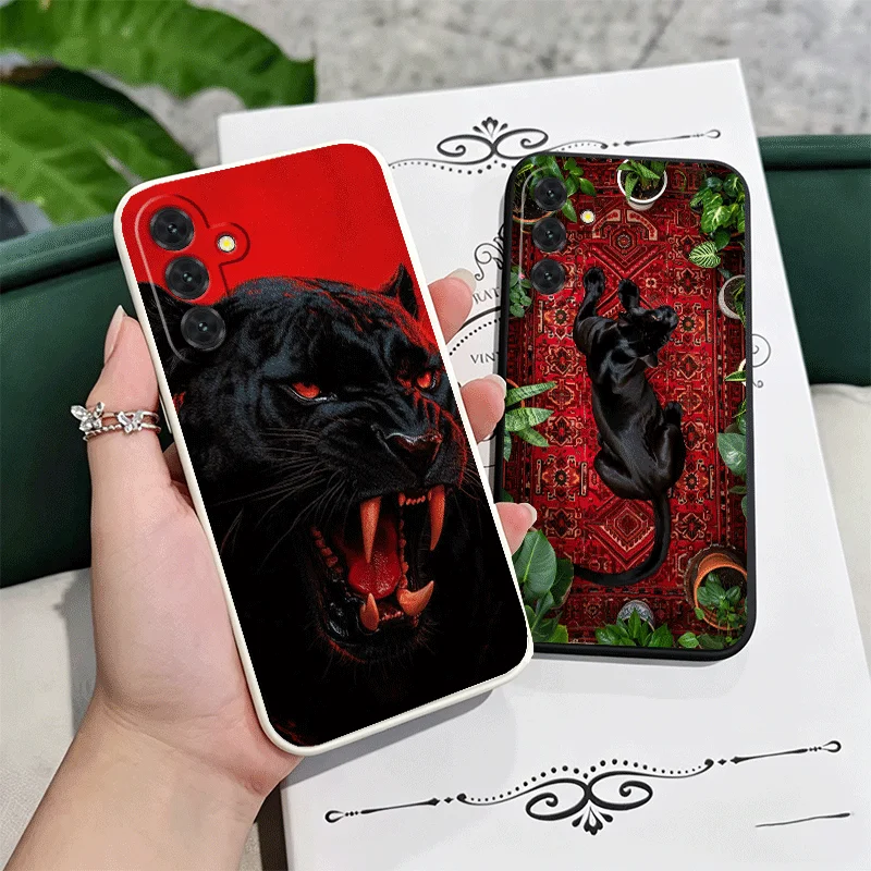 Black Panther Cool Animal Soft Phone Case For Samsung A17 A16 A15 A14 A13 A57 A56 A55 A54 A53 A37 A26 A25 A24 A23 A36 A35 A34 A3