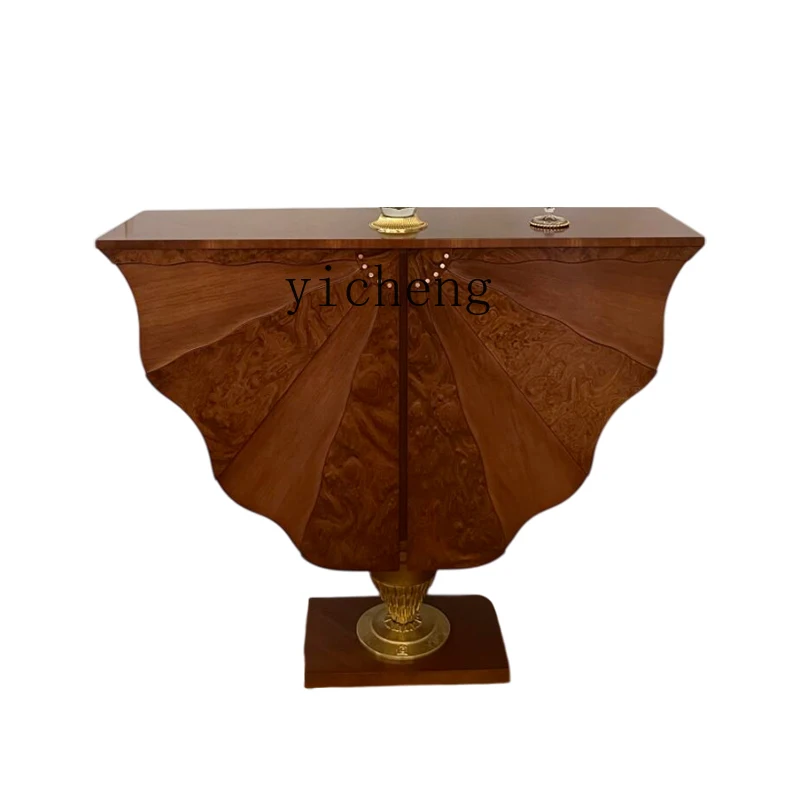 

ZK light luxury solid wood cabinet medieval entrance table corridor decoration entrance luxury art platform