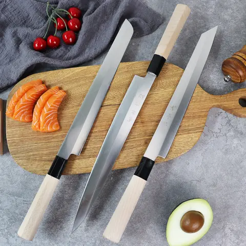 Professional Japanese Sashimi Knife Sushi Chef Knives Salmon Slicing Raw Meat Butcher Cleaver Stainless Steel Filleting Knife