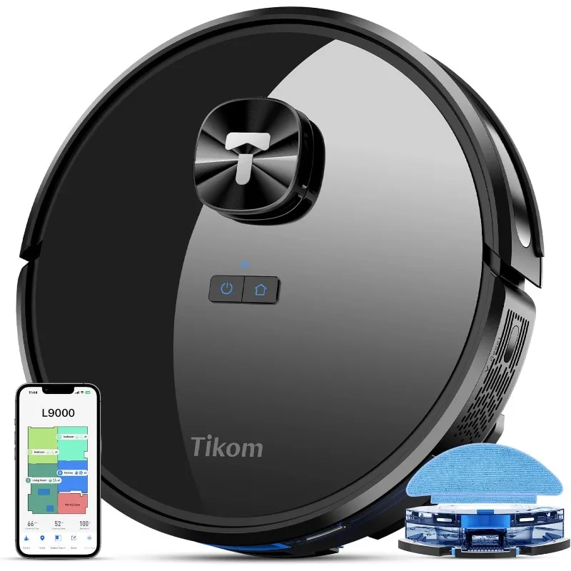 Tikom L9000 Robot Vacuum and Mop Combo, LiDAR Navigation, 4000Pa Robotic Vacuum Cleaner, Up to 150Mins, Smart Mapping