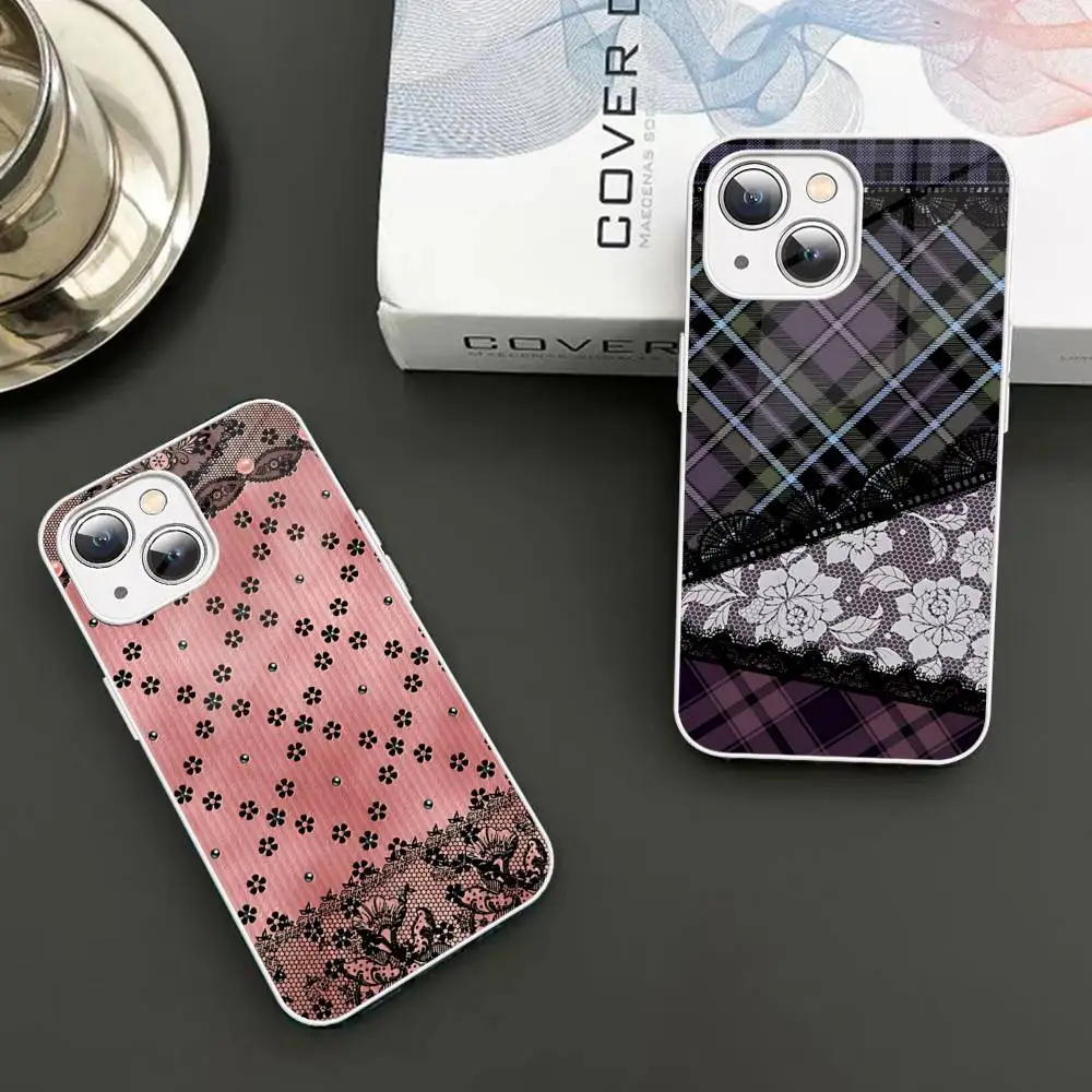 

Lace Pattern Tempered Glass For Iphone 14 13 12 11 Pro Mini XS MAX 14Plus X XS XR Cover