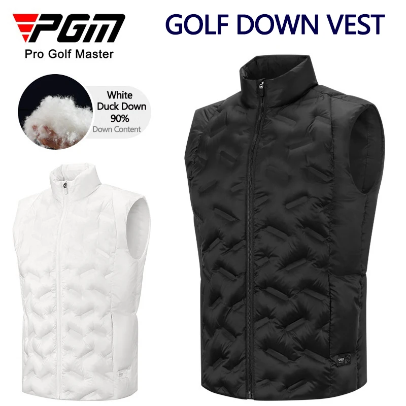 Pgm Winter Down Jacket Men's Thicken Golf Vest White Duck Down Lightweight Waistcoat Waterproof Keep Warm Man Golf Coats