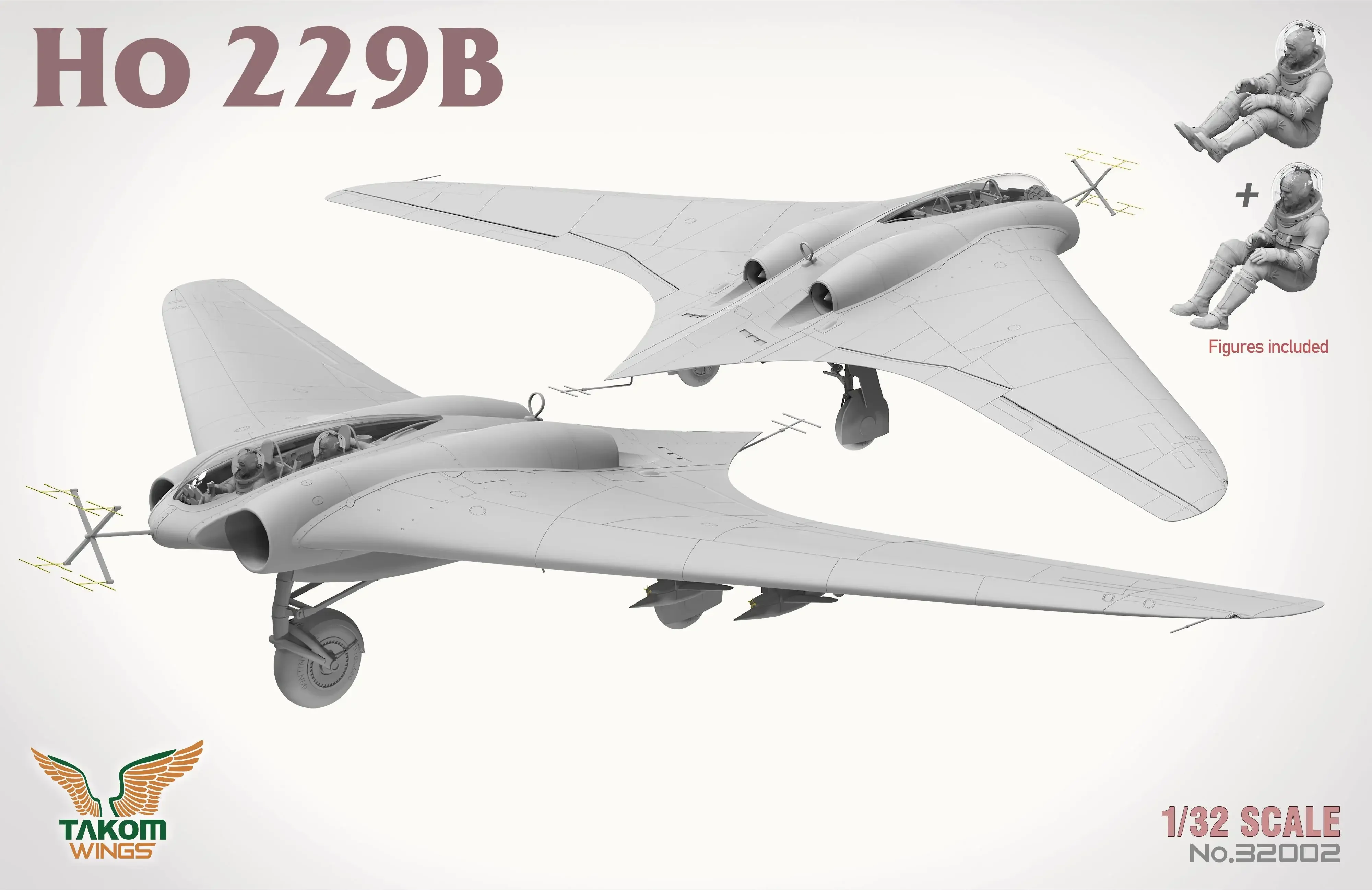 TAKOM 32002 Kit modello 1/32 Horten Ho229B (con due soldati)